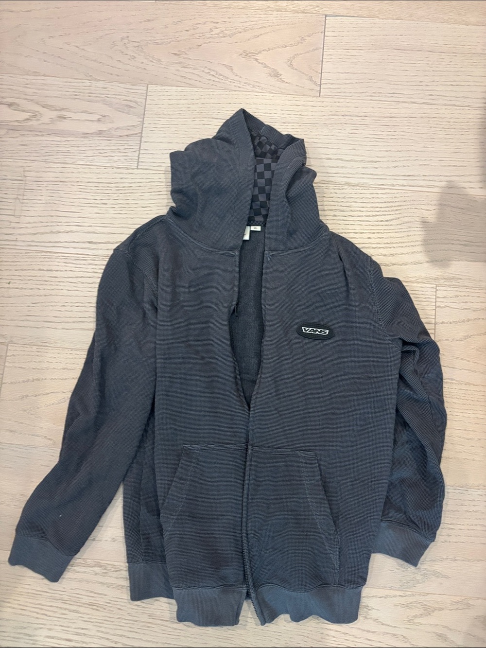 Vans Black Zip Hoodie with Checker Hood Lining